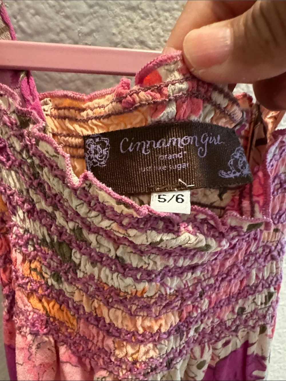Girls Pink Floral Smocked Casual Sundress